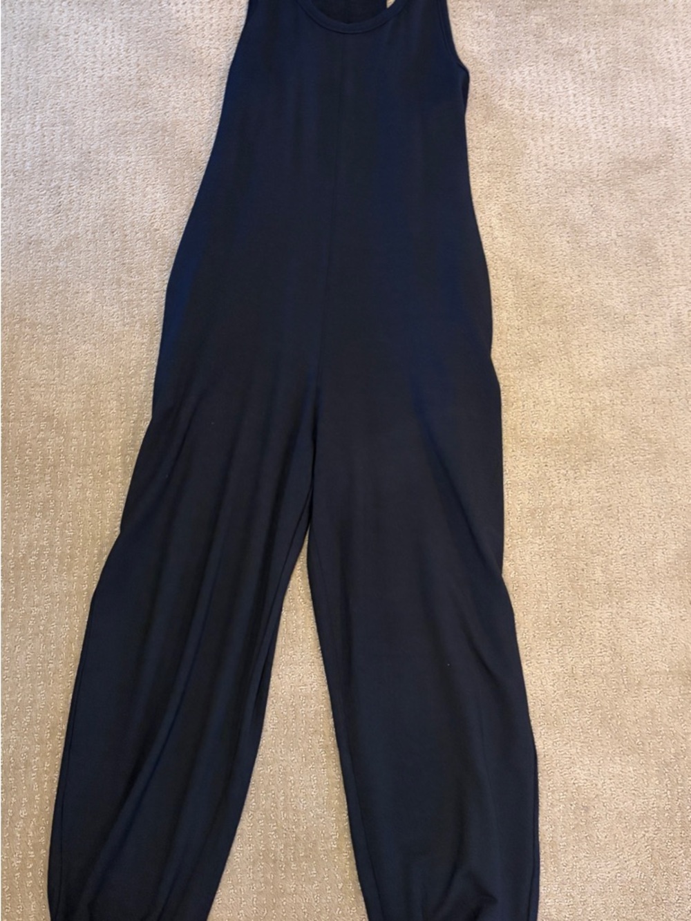 Athleta Sleeveless black Jumpsuit with jogger bottoms, pockets-